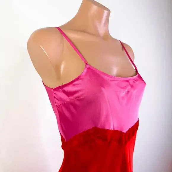 Gianni Bini Helena Satin Silky Lace Maxi Slip Babydoll Dress Pink Red Sz 4 NWT - Picture 5 of 12
